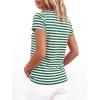 image:imageBTFBM Tops for Women Trendy Summer 2026 Crew Neck Short Sleeve T Shirts Striped Casual Vacation Blouse Basic TeeGreen White