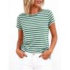 image:imageBTFBM Tops for Women Trendy Summer 2026 Crew Neck Short Sleeve T Shirts Striped Casual Vacation Blouse Basic TeeGreen White