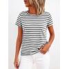 image:imageBTFBM Tops for Women Trendy Summer 2026 Crew Neck Short Sleeve T Shirts Striped Casual Vacation Blouse Basic TeeGrey White