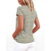 image:imageBTFBM Tops for Women Trendy Summer 2026 Crew Neck Short Sleeve T Shirts Striped Casual Vacation Blouse Basic TeeLight Blue Khaki