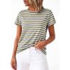 image:imageBTFBM Tops for Women Trendy Summer 2026 Crew Neck Short Sleeve T Shirts Striped Casual Vacation Blouse Basic TeeLight Blue Khaki