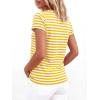 image:imageBTFBM Tops for Women Trendy Summer 2026 Crew Neck Short Sleeve T Shirts Striped Casual Vacation Blouse Basic TeeYellow White