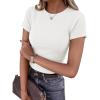 image:imageBTFBM Summer Tops for Women 2026 Crew Neck Rolled Sleeve T Shirts Knit Slim Basic Casual Spring Top Workout Y2k ClothesWhite