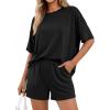 image:imageBTFBM 2 Piece Lounge Sets For Women 2026 Summer Airport Travel Vacation Outfits Loose Matching Clothing Spring Short SetBlack