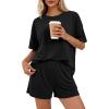 image:imageBTFBM 2 Piece Lounge Sets For Women 2026 Summer Airport Travel Vacation Outfits Loose Matching Clothing Spring Short SetBlack