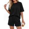 image:imageBTFBM 2 Piece Lounge Sets For Women 2026 Summer Airport Travel Vacation Outfits Loose Matching Clothing Spring Short SetBlack