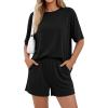 image:imageBTFBM 2 Piece Lounge Sets For Women 2026 Summer Airport Travel Vacation Outfits Loose Matching Clothing Spring Short SetBlack