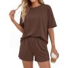image:imageBTFBM 2 Piece Lounge Sets For Women 2026 Summer Airport Travel Vacation Outfits Loose Matching Clothing Spring Short SetBrown