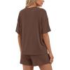 image:imageBTFBM 2 Piece Lounge Sets For Women 2026 Summer Airport Travel Vacation Outfits Loose Matching Clothing Spring Short SetBrown