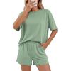 image:imageBTFBM 2 Piece Lounge Sets For Women 2026 Summer Airport Travel Vacation Outfits Loose Matching Clothing Spring Short SetGrey Green