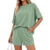 image:imageBTFBM 2 Piece Lounge Sets For Women 2026 Summer Airport Travel Vacation Outfits Loose Matching Clothing Spring Short SetGrey Green