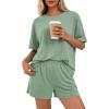 image:imageBTFBM 2 Piece Lounge Sets For Women 2026 Summer Airport Travel Vacation Outfits Loose Matching Clothing Spring Short SetGrey Green