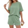 image:imageBTFBM 2 Piece Lounge Sets For Women 2026 Summer Airport Travel Vacation Outfits Loose Matching Clothing Spring Short SetGrey Green