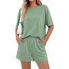 image:imageBTFBM 2 Piece Lounge Sets For Women 2026 Summer Airport Travel Vacation Outfits Loose Matching Clothing Spring Short SetGrey Green
