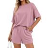 image:imageBTFBM 2 Piece Lounge Sets For Women 2026 Summer Airport Travel Vacation Outfits Loose Matching Clothing Spring Short SetPink