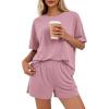 image:imageBTFBM 2 Piece Lounge Sets For Women 2026 Summer Airport Travel Vacation Outfits Loose Matching Clothing Spring Short SetPink