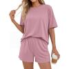 image:imageBTFBM 2 Piece Lounge Sets For Women 2026 Summer Airport Travel Vacation Outfits Loose Matching Clothing Spring Short SetPink
