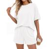 image:imageBTFBM 2 Piece Lounge Sets For Women 2026 Summer Airport Travel Vacation Outfits Loose Matching Clothing Spring Short SetWhite