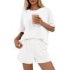 image:imageBTFBM 2 Piece Lounge Sets For Women 2026 Summer Airport Travel Vacation Outfits Loose Matching Clothing Spring Short SetWhite