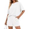 image:imageBTFBM 2 Piece Lounge Sets For Women 2026 Summer Airport Travel Vacation Outfits Loose Matching Clothing Spring Short SetWhite