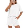 image:imageBTFBM 2 Piece Lounge Sets For Women 2026 Summer Airport Travel Vacation Outfits Loose Matching Clothing Spring Short SetWhite