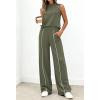 image:imageBTFBM Two Piece Sets for Women Summer Outfits 2026 Lounge Sets Mock Neck Tops Wide Leg Pants Travel Fashion ClothingArmy Green