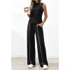 image:imageBTFBM Two Piece Sets for Women Summer Outfits 2026 Lounge Sets Mock Neck Tops Wide Leg Pants Travel Fashion ClothingBlack