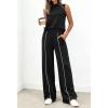 image:imageBTFBM Two Piece Sets for Women Summer Outfits 2026 Lounge Sets Mock Neck Tops Wide Leg Pants Travel Fashion ClothingBlack