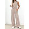 image:imageBTFBM Two Piece Sets for Women Summer Outfits 2026 Lounge Sets Mock Neck Tops Wide Leg Pants Travel Fashion ClothingKhaki