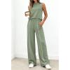 image:imageBTFBM Two Piece Sets for Women Summer Outfits 2026 Lounge Sets Mock Neck Tops Wide Leg Pants Travel Fashion ClothingSage Green