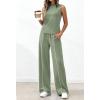 image:imageBTFBM Two Piece Sets for Women Summer Outfits 2026 Lounge Sets Mock Neck Tops Wide Leg Pants Travel Fashion ClothingSage Green