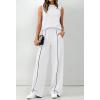 image:imageBTFBM Two Piece Sets for Women Summer Outfits 2026 Lounge Sets Mock Neck Tops Wide Leg Pants Travel Fashion ClothingWhite