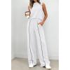 image:imageBTFBM Two Piece Sets for Women Summer Outfits 2026 Lounge Sets Mock Neck Tops Wide Leg Pants Travel Fashion ClothingWhite