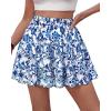 image:imageBTFBM Summer Skirts for Women 2026 Floral High Waist Shorts Underneath Boho Tiered Flowy Tennis Skorts Casual Mini SkirtFloral White Blue