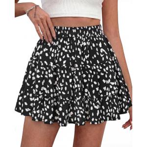 image:imageBTFBM Summer Skirts for Women 2026 Floral High Waist Shorts Underneath Boho Tiered Flowy Tennis Skorts Casual Mini SkirtFloral Black White