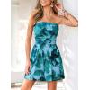 image:imageBTFBM Rompers For Women 2026 Summer Strapless Printed Tube Boho Wide Leg Beach Short Jumpsuit Spring Date Night RomperFloral Green