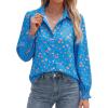 image:imageBTFBM Button Down Shirts for Women Floral Long Sleeve Lightweight Chiffon Blouses Spring Business Casual Work Tops 2026Floral Blue Orange