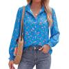 image:imageBTFBM Button Down Shirts for Women Floral Long Sleeve Lightweight Chiffon Blouses Spring Business Casual Work Tops 2026Floral Blue Orange
