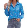 image:imageBTFBM Button Down Shirts for Women Floral Long Sleeve Lightweight Chiffon Blouses Spring Business Casual Work Tops 2026Floral Blue Orange