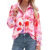 image:imageBTFBM Button Down Shirts for Women Floral Long Sleeve Lightweight Chiffon Blouses Spring Business Casual Work Tops 2026Floral Pink