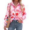 image:imageBTFBM Button Down Shirts for Women Floral Long Sleeve Lightweight Chiffon Blouses Spring Business Casual Work Tops 2026Floral Pink