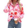 image:imageBTFBM Button Down Shirts for Women Floral Long Sleeve Lightweight Chiffon Blouses Spring Business Casual Work Tops 2026Floral Pink