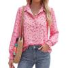 image:imageBTFBM Button Down Shirts for Women Floral Long Sleeve Lightweight Chiffon Blouses Spring Business Casual Work Tops 2026Floral Pink Rose Red