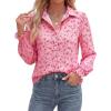 image:imageBTFBM Button Down Shirts for Women Floral Long Sleeve Lightweight Chiffon Blouses Spring Business Casual Work Tops 2026Floral Pink Rose Red