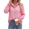 image:imageBTFBM Button Down Shirts for Women Floral Long Sleeve Lightweight Chiffon Blouses Spring Business Casual Work Tops 2026Floral Pink Rose Red