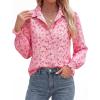image:imageBTFBM Button Down Shirts for Women Floral Long Sleeve Lightweight Chiffon Blouses Spring Business Casual Work Tops 2026Floral Pink Rose Red
