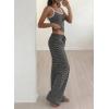 image:imageBTFBM Lounge Sets For Women 2026 Striped 2 Piece Sets Spaghetti Strap Summer Tops Wide Leg Pants Beach Vacation OutfitsStriped Black White
