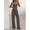 image:imageBTFBM Lounge Sets For Women 2026 Striped 2 Piece Sets Spaghetti Strap Summer Tops Wide Leg Pants Beach Vacation OutfitsStriped Black White