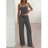 image:imageBTFBM Lounge Sets For Women 2026 Striped 2 Piece Sets Spaghetti Strap Summer Tops Wide Leg Pants Beach Vacation OutfitsStriped Black White