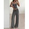 image:imageBTFBM Lounge Sets For Women 2026 Striped 2 Piece Sets Spaghetti Strap Summer Tops Wide Leg Pants Beach Vacation OutfitsStriped Black White